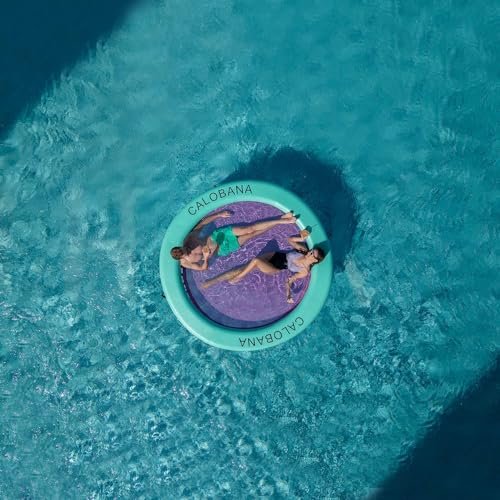 CALOBANA 8' x 8' Inflatable Water Hammock for Adults Float Ring Pad with Line Floating Circle Mat with Mesh Air Floating Isla