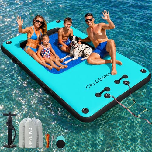 CALOBANA 8ft×6ft Inflatable Floating Dock with Mesh